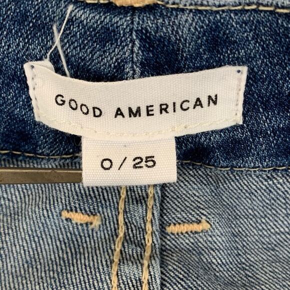 Good American Good Waist Crop Ripped With Chewed Hem Women's Jeans - Size: 0/25 - Picture 15 of 16